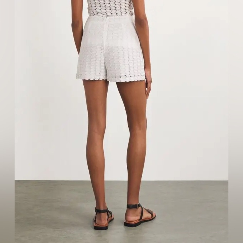 MISSONI Curved Zig-Zag Open Weave Knit Brilliant White Lace Shorts EUC IT40/US4 - Picture 4 of 12
